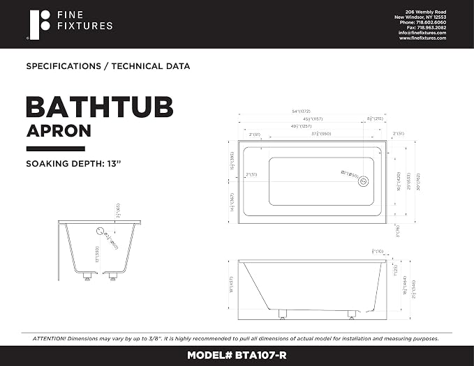 Fine Fixtures Acrylic, Fiberglass Alcove Soaking Bathtub - Image 6