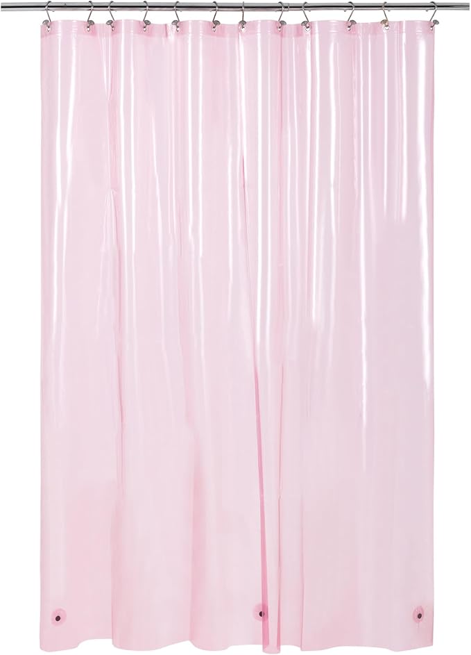 Barossa Design Extra Long Clear Pink Shower Curtain Liner - Image 8
