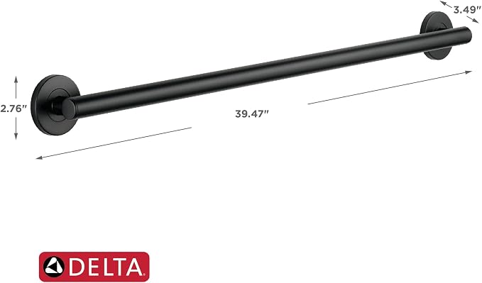 DELTA FAUCET 41836-BL Contemporary ADA Decorative Grab Bar, Matte Black - Image 3