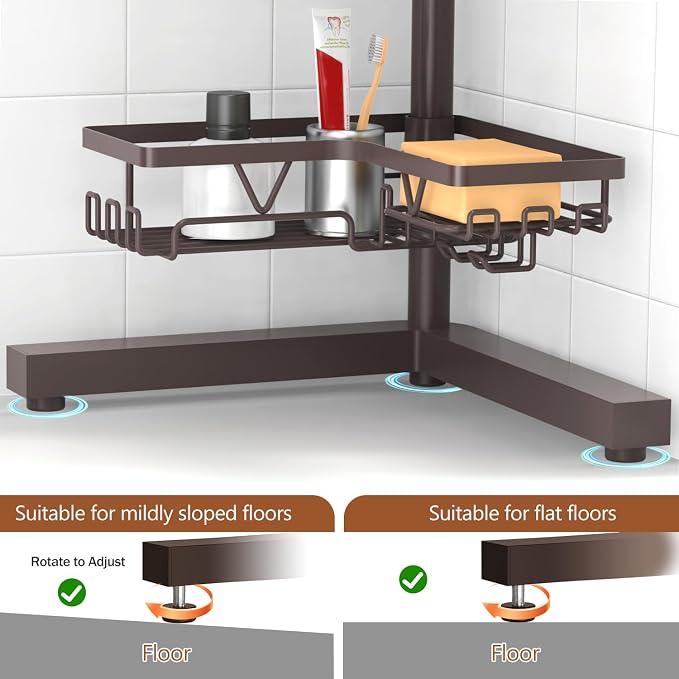 KEGII Floor Corner Shower Caddy Standing, Rustproof 4-Tier Shower Shelf - Image 2