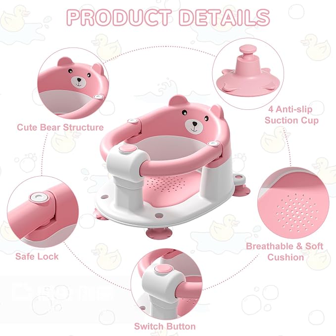Baby Bath Seat for Babies 6 Months & up, Non-Slip Toddler Bath Seats for Babies - Image 3