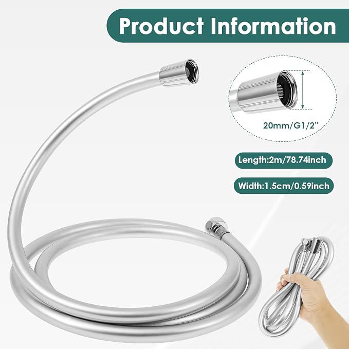 PVC Shower Hose，Explosion Proof Flexible Replacement Long Hose - Image 2