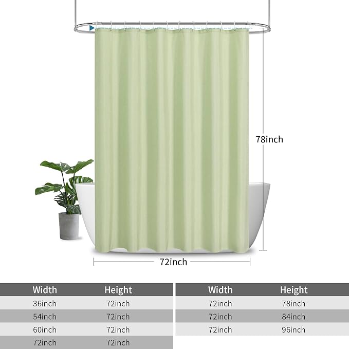 2-in-1 Waterproof Long Fabric Shower Curtain or Liner, Linen Textured, 78 Inch - Image 3
