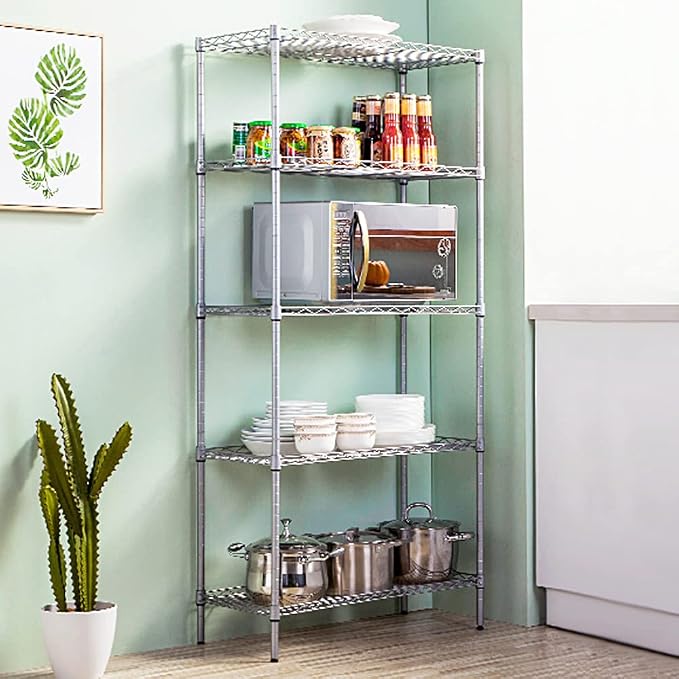 5 Tier Wire Shelving Unit with NSF Certified, Adjustable Wire Shelves with 750 - Image 8