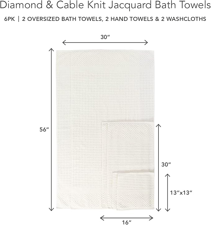 Texere 100% Organic Cotton Diamond Jacquard Luxury Bath Towel Sets - Image 6