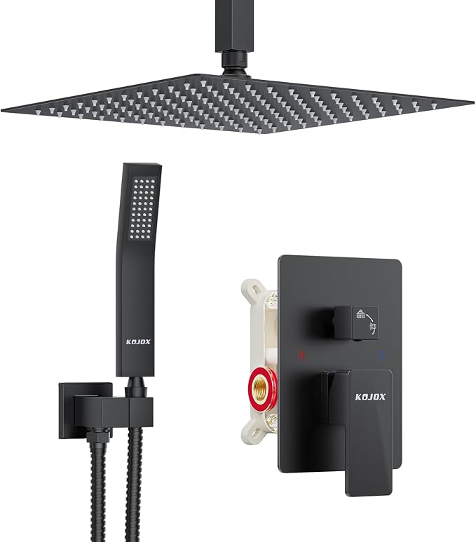 KOJOX Matte Black Ceiling Shower Fixture by KOJOXSANITARY