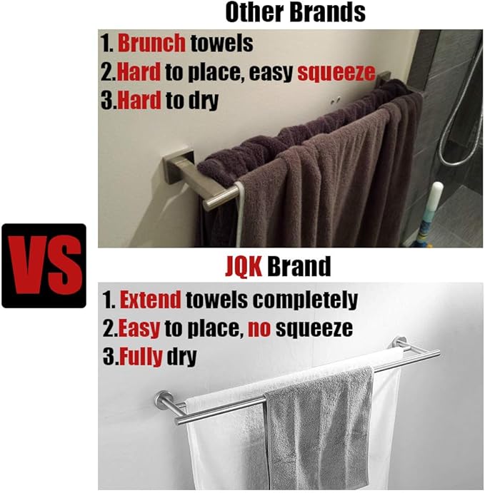JQK Bath Towel Bar, 33 Inch 304 Stainless Steel Thicken 0.8mm Single Towel Rack - Image 9