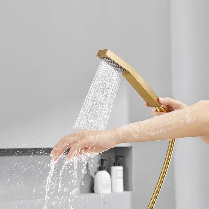 Shower System 12 Inches Rain Shower Combo Set Brushed Gold Ceiling Mount Shower - Image 6