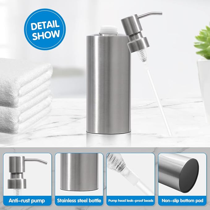 ARKTEK Large Stainless Steel Countertop Soap Dispenser - Image 3