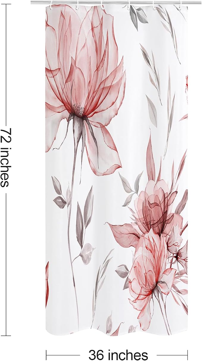 Small Stall Boho Watercolor Floral Shower Curtain 36 x 72, Artistic Narrow Half - Image 6