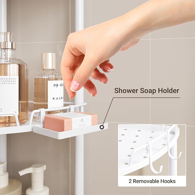 ELYKEN Corner Shower Caddy Standing, 3 Tier Rustproof Metal Shower Organizer - Image 4