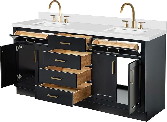 ARIEL Hepburn 73 in. Double Rectangle Sink Vanity - Image 5