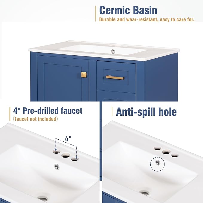 Bathroom Vanity Cabinet Sink 30”, Single Sink Top Combo Set - Image 6