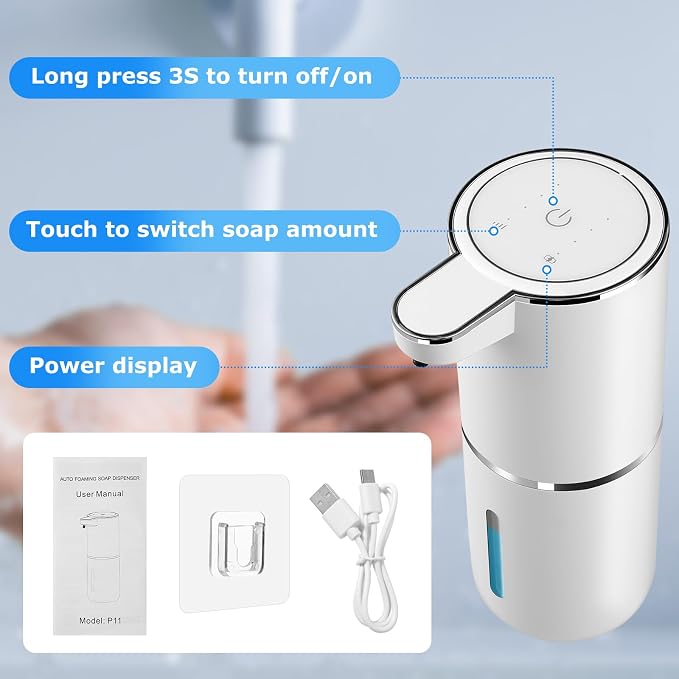2 Pack Automatic Soap Dispensers, 12.8oz/380ml USB Touchless Automatic Foaming - Image 2