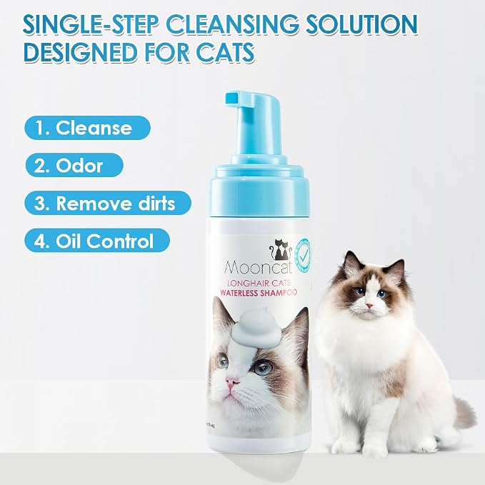 Mooncat Waterless Cat Shampoo for Longhair Cats | Licking Safe No-Rinse Dry - Image 5