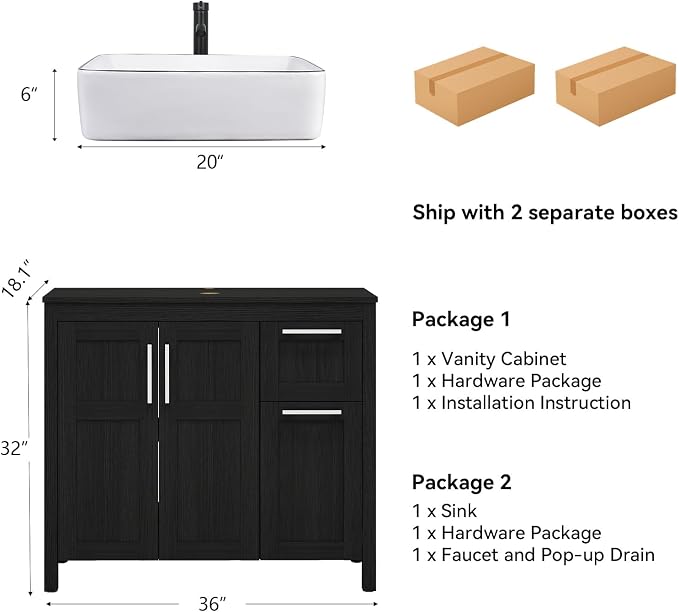 YOURLITE Bathroom Vanity with Sink - Image 3