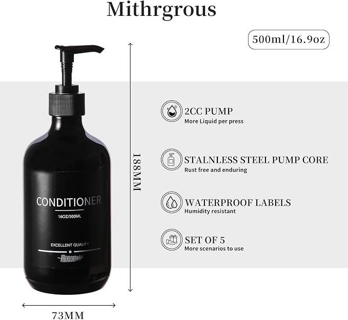 Black Shower Bottles Refillable - Image 5