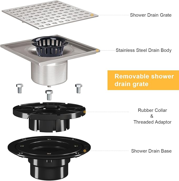 4 Inch Square Shower Drian - Image 4