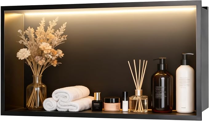 WICHEMI Stainless Steel Shower Niche 24" X 12", No Tile Needed Wall Niche by WICHEMI