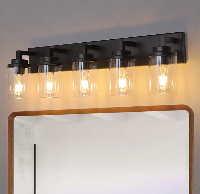 MELUCEE 5-Light Black Bathroom Light Fixtures by MELUCEE