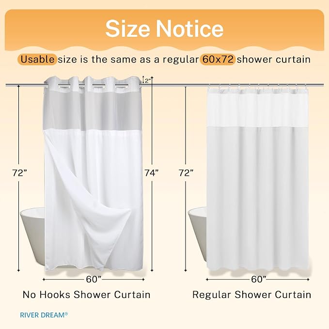 River Dream Heavyweight No Hooks Required Dotted Waffle Weave Shower Curtain - - Image 6
