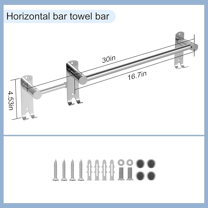 Bathroom Towel Rack, 28In Adjustable Bathroom Towel Bar, Stainless Steel Towel - Image 5