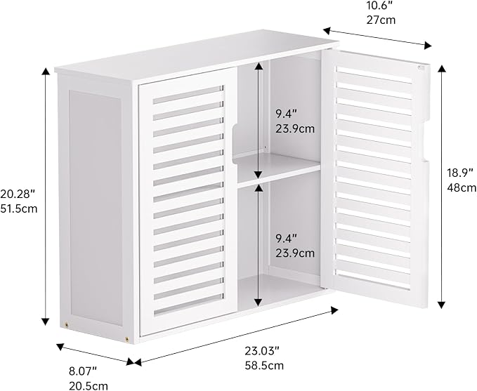 HITNET White Bathroom Cabinet Over Toilet, Bamboo Hanging Medicine Cabinet - Image 3