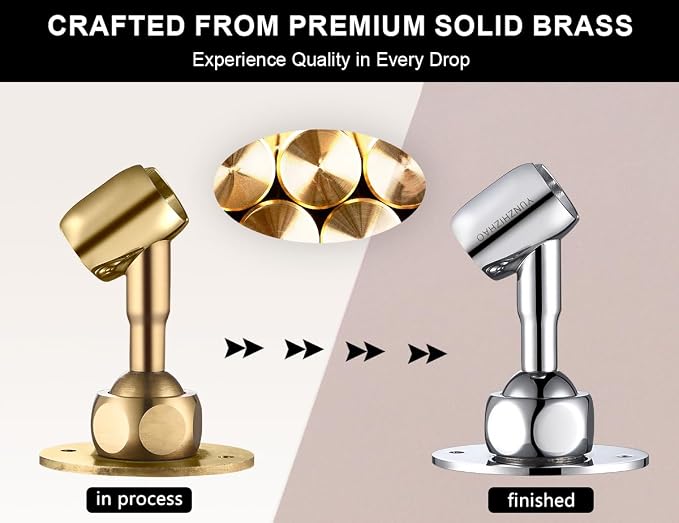 Adjustable Shower Head Holder Wall Mount, Solid Brass Handheld Shower Bracket - Image 2