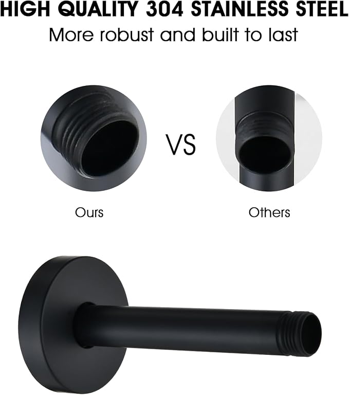 6 Inch Shower Arm with Flange and Stabilizer Bracket, Ceiling Mount Replacement - Image 4
