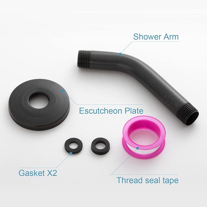 OFFO Shower Arm with Flange, 6 in Oil Rubbed Bronze Wall Mount Replacement - Image 6
