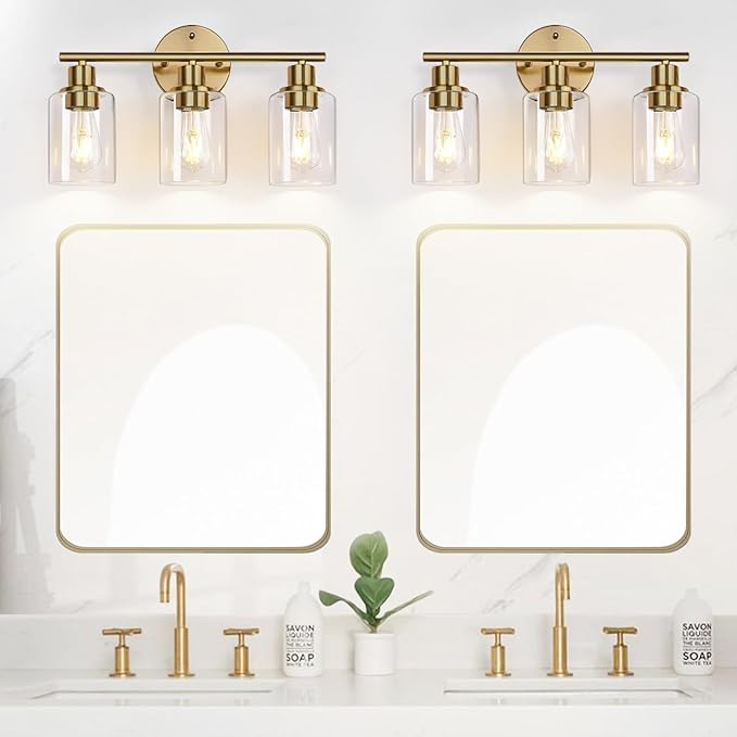 3-Light Gold Bathroom Light Fixtures, Modern Bathroom Vanity Light - Image 6
