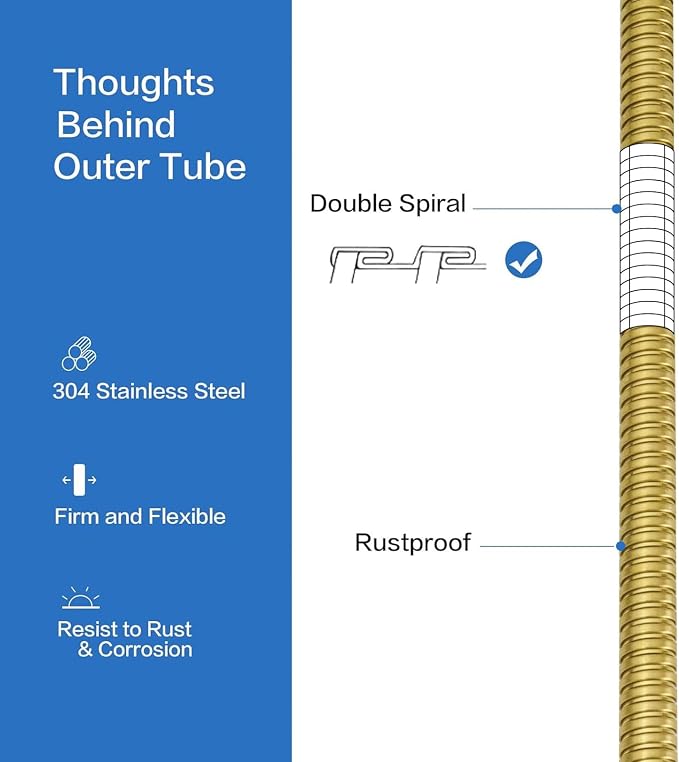 RUMOSE 79 inches Shower Hose Extra Long Stainless Steel Shower Tube Attachment - Image 2