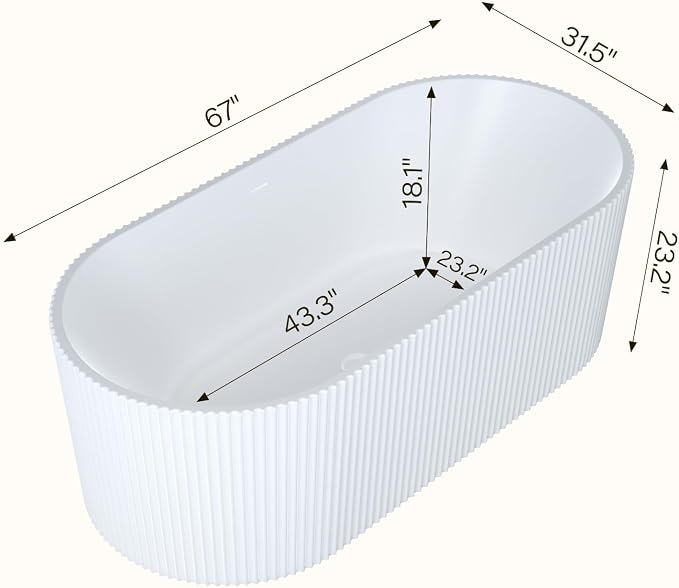 Acrylic Freestanding Bathtub, Deep Soaking Stripe Tub - Image 2