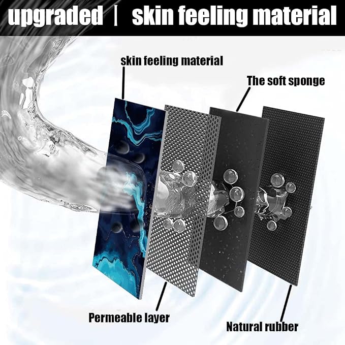 Bath Mat Rug, Deep Blue Gold marbleNon Slip Quick Dry Super Absorbent Thin - Image 2