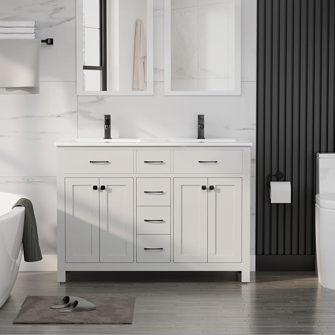 LUCKWIND 48" Modern Bathroom Vanity and Sink, Painted Bathroom Storage Cabinet by LUCKWIND