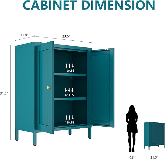 Metal Bathroom Cabinet, Small Floor Storage Cabinet, Freestanding Sideboard - Image 3