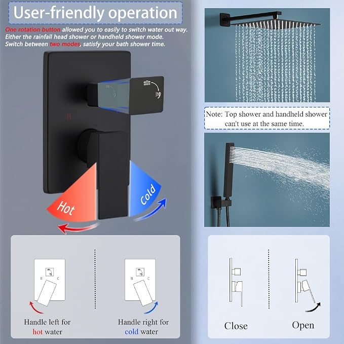 Shower Faucet Set 16 Inch Wall Mount Rain Shower System, All Metal Shower - Image 4