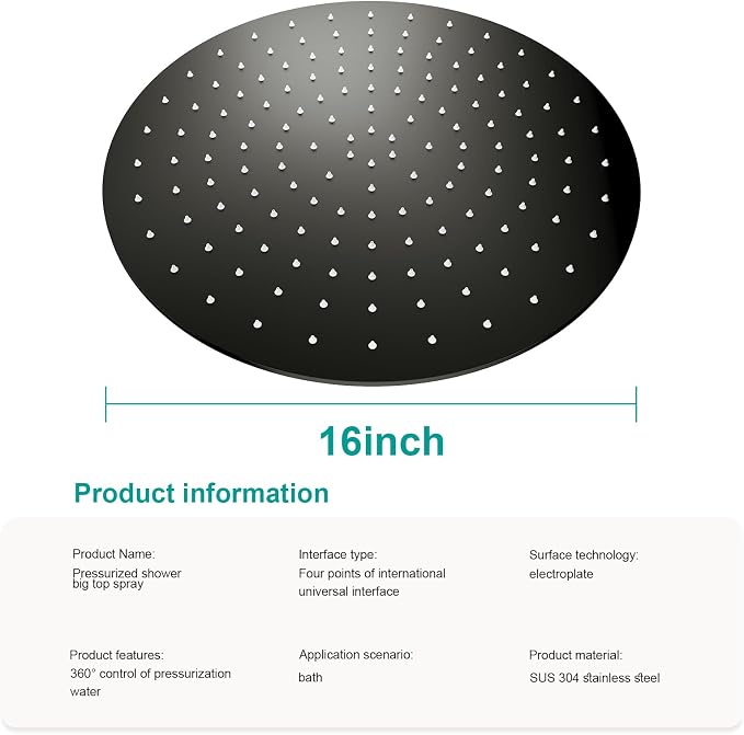 All Metal Rain Shower Head - Image 2