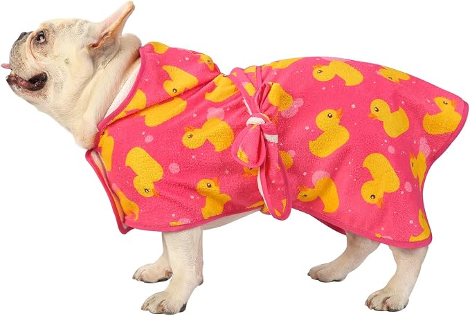 HDE Dog Bathrobe Super Absorbent Quick Drying Puppy Towel Wrap Coat Adjustable - Image 3