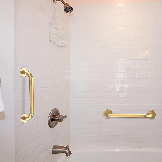 20 Inch Anti Slip Shower Grab Bar Gold, Munzong 2 Pack Bathroom Grab Bar - Image 5