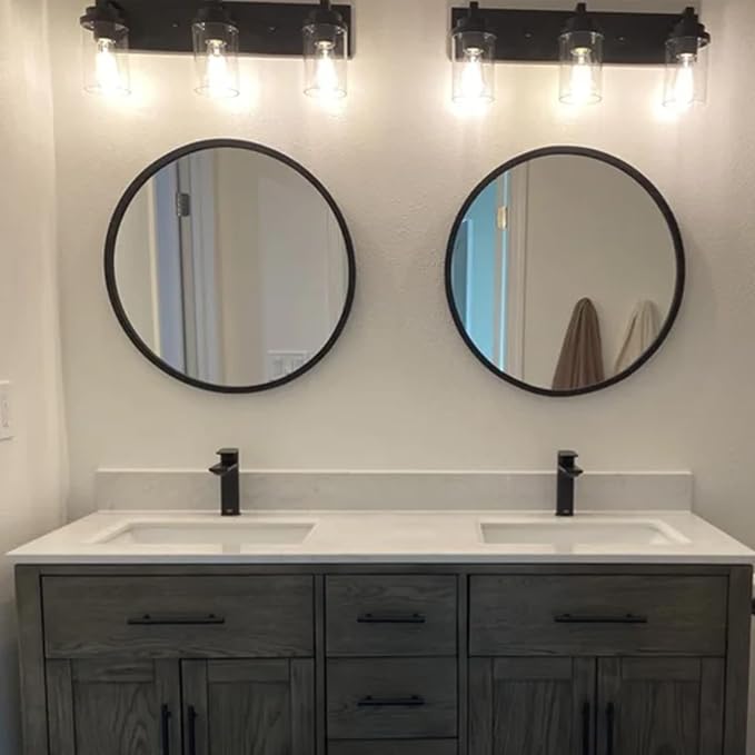 MELUCEE Vintage Bathroom Lighting Fixtures Over Mirror, 3-Light Modern Vanity - Image 3