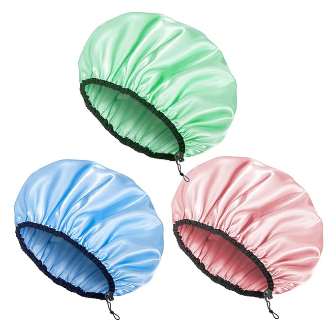 Auban Shower Cap for Women, Adjustable Reusable, Extra Large, Double-Layer by Auban