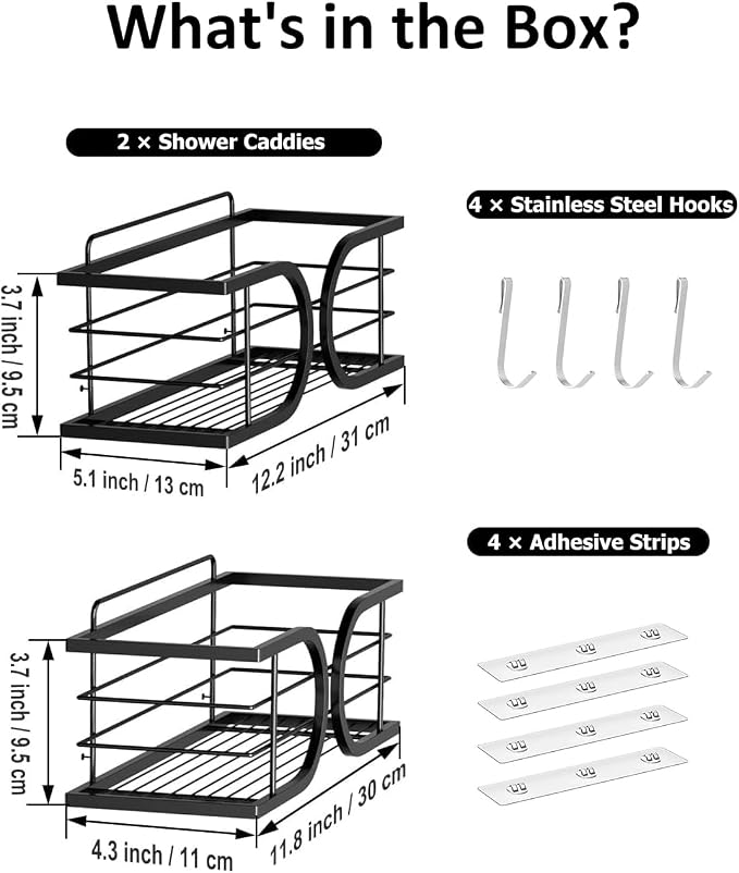 Shower Caddy No Drill Adhesive Wall Mounted SUS304 Stainless Steel Durable - Image 5