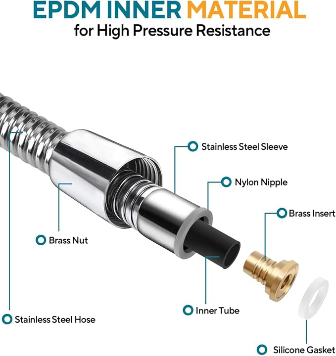 Shower Hose Extra Long 157Inches, Flexible Stainless Steel Handheld Shower Hose - Image 3