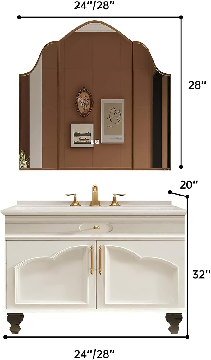 28Inch Bathroom Vanity with Sink, Freestanding Bathroom Cabinet with LED Smart - Image 2
