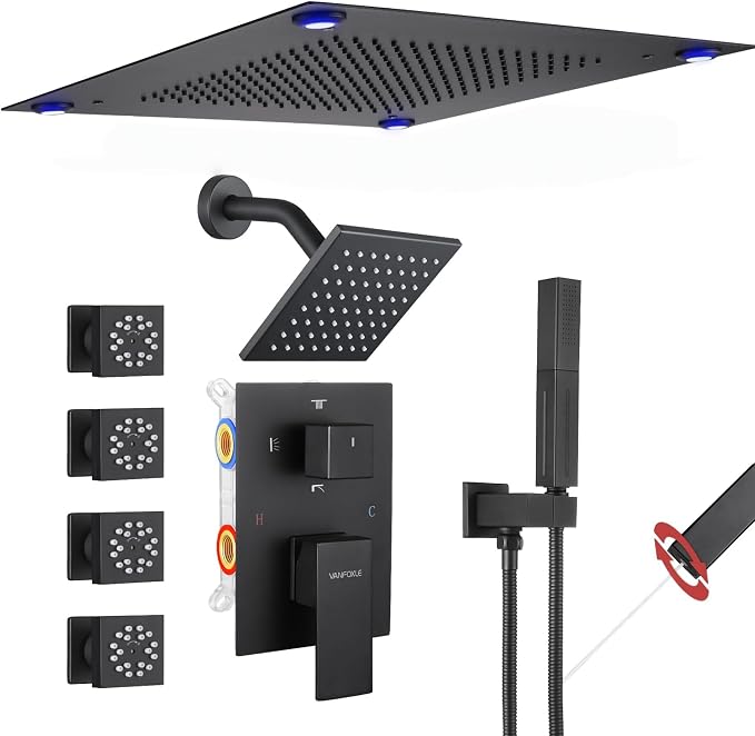 VANFOXLE Shower Faucet Set Matte Black Shower System, Shower Faucet by VANFOXLE