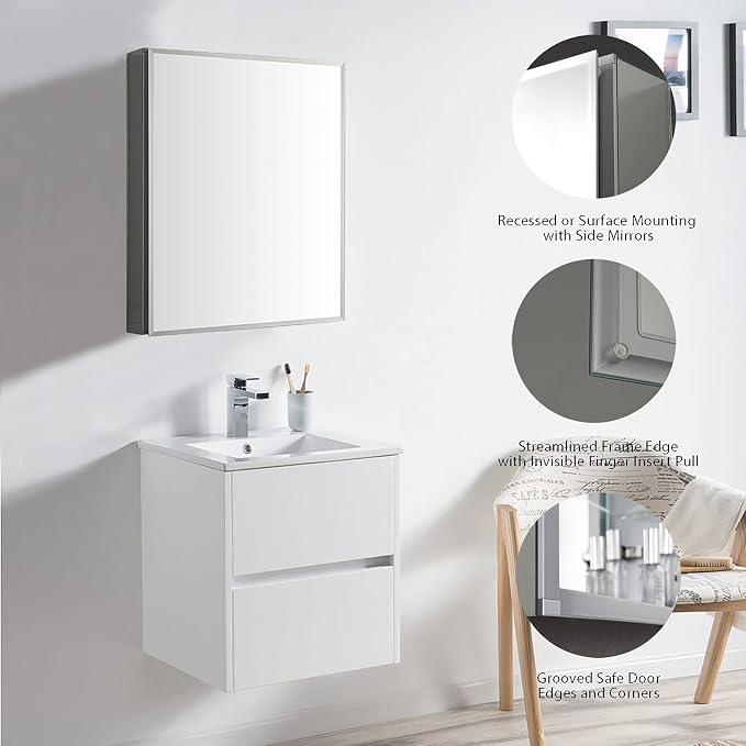 Blossom 20x26 Inch Aluminum Medicine Cabinet - Image 6