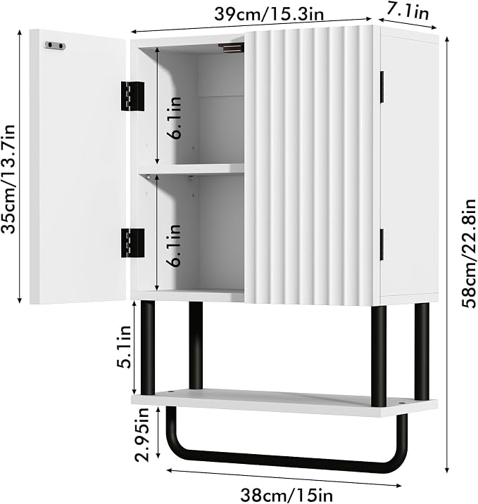 RUSTOWN Fluted Bathroom Wall Cabinet - Image 2