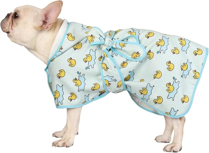 HDE Dog Bathrobe Super Absorbent Quick Drying Puppy Towel Wrap Coat Adjustable - Image 3
