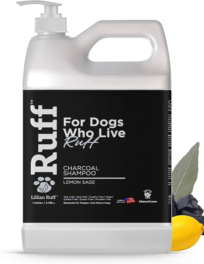 Ruff by Lillian Ruff Activated Charcoal Pet Shampoo – Lemon Sage – Deep Cleanser by LillianRuff